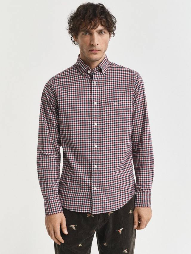 

Хлопковая клетчатая рубашка Regular Fit из твила GANT, Plumped Red