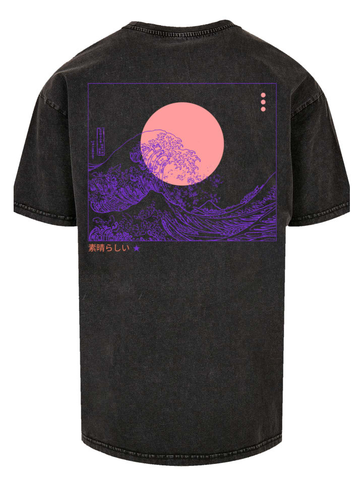 

F4NT4STIC Мужская футболка оверсайз Kanagawa Wave, черная, Черный, F4NT4STIC Мужская футболка оверсайз Kanagawa Wave, черная