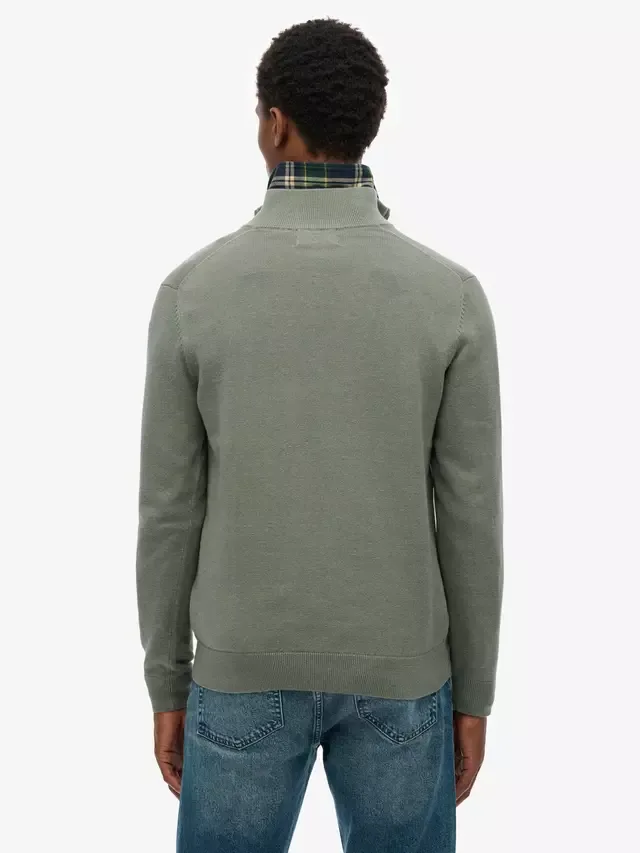 Хлопковый джемпер Essential с половинной молнией, цвет Lily Pad Green Marl Superdry — фото 2