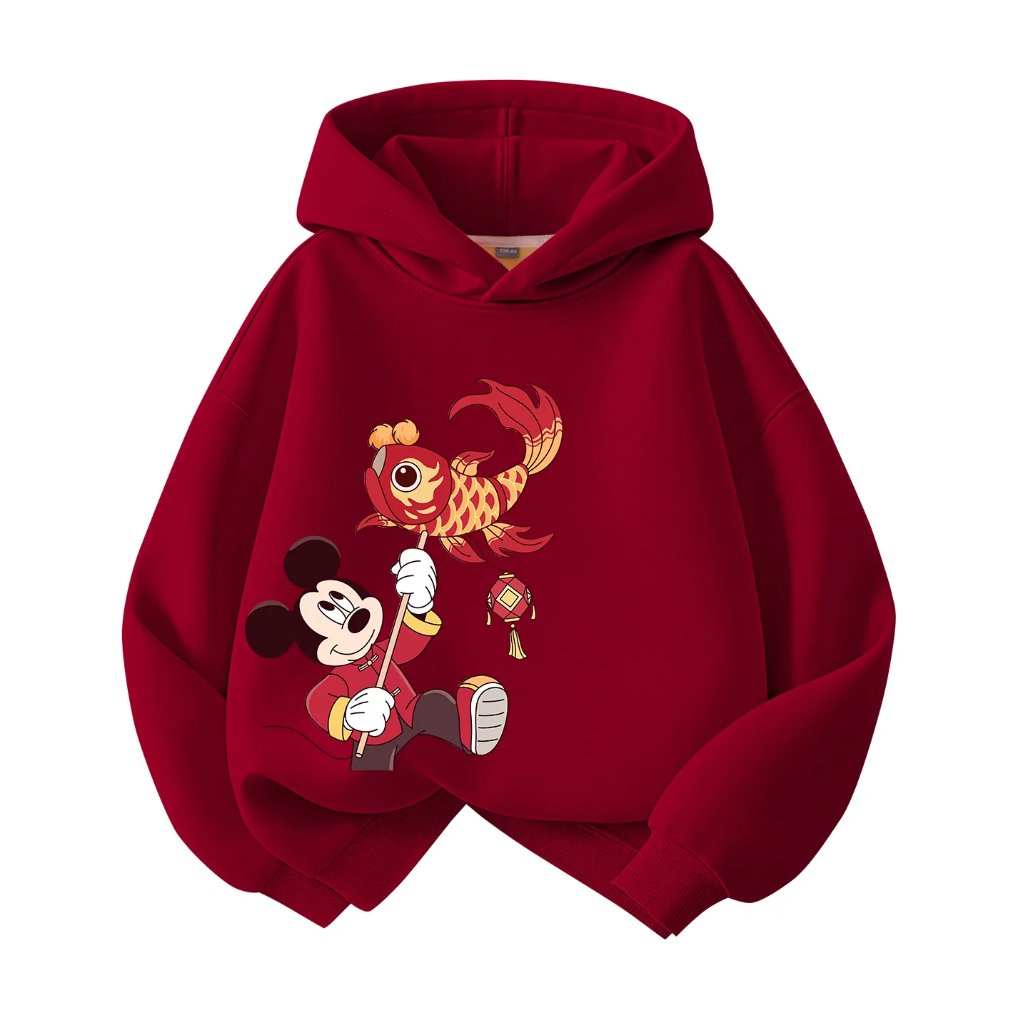 Детский худи с капюшоном, утепленный и с флисовой подкладкой Disney, [Thickened and Fleece-Lined]Di Jinli Qi_Left Bottom Burgundy
