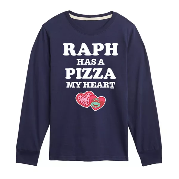 

Футболка с длинным рукавом для мальчиков 8-20 лет "Teenage Mutant Ninja Turtles" с принтом "Пицца мое сердце" и Рафаэлем Nickelodeon, синий