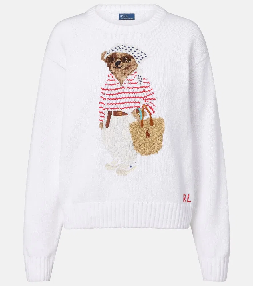 Хлопковый свитер Polo Bear Polo Ralph Lauren, белый