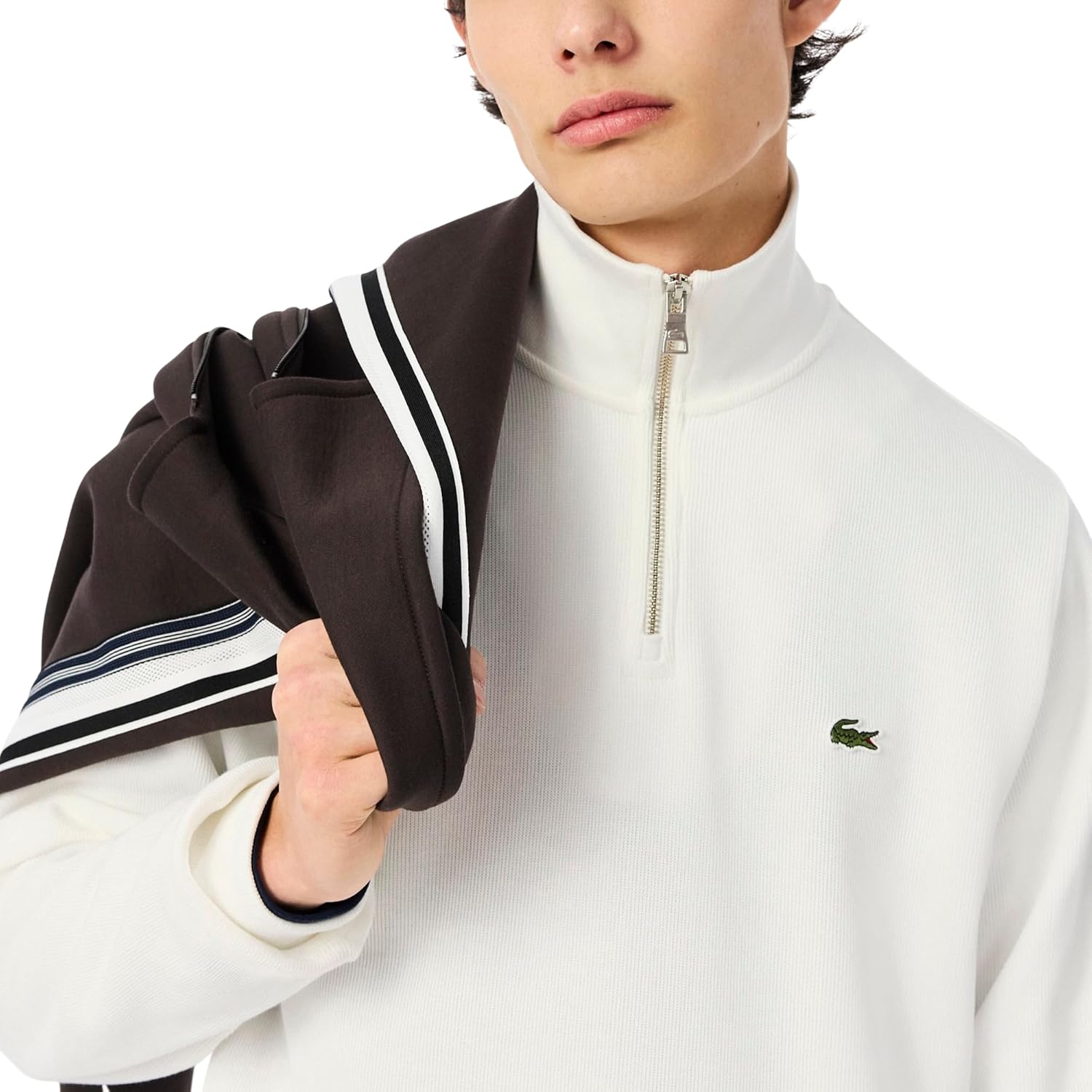 Lacoste мужская молния высокая горловина интерлок толстовка, Flour — фото 2