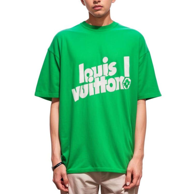 Новые квартальные продукты LV T-shirt Men Louis Vuitton, зеленый — фото 3