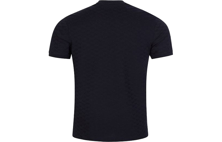 Футболка из хлопка с тисненым логотипом EMPORIO ARMANI, темно-синяя — фото 3