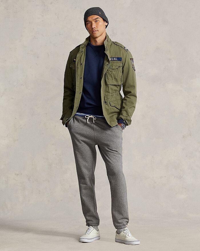 Флисовые брюки классического кроя с завязками Polo Ralph Lauren, серый — фото 2