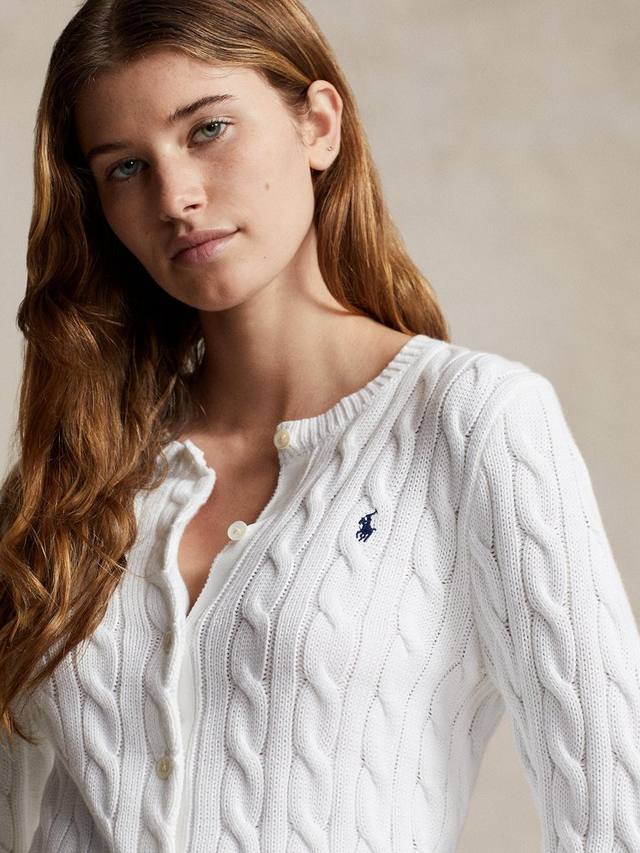 Хлопка вязаный кардиган Ralph Lauren, белый — фото 3