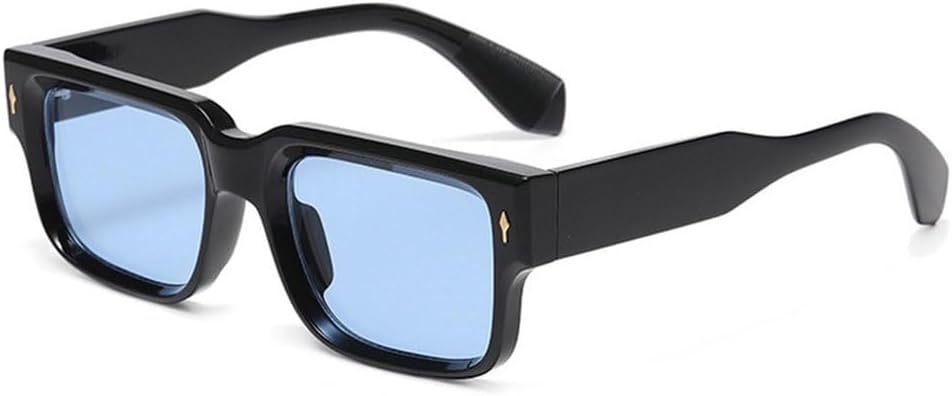 

Ретро квадратные солнцезащитные очки для женщин, желто-синие оттенки, защита от УФ-излучения UV400, модные заклепки, мужские прозрачные солнцезащитные очки с градиентом SKFGNX, Black Blue