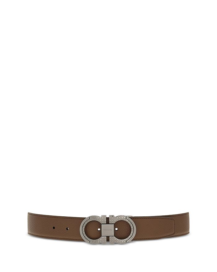 

Мужской двусторонний кожаный ремень Double Gancini Ferragamo, коричневый