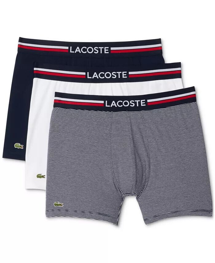 

Мужские боксеры-боксеры стандартного кроя с французским флагом, 3 шт Lacoste, синий