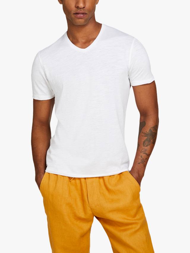 

Футболка Slim Fit с коротким рукавом и V-образным вырезом из хлопка SISLEY, White
