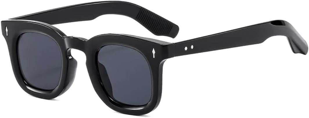 

Модные маленькие квадратные солнцезащитные очки для женщин в стиле ретро с заклепками, конфетные оттенки, защита от УФ-излучения UV400, для мужчин в стиле панк TVTBBVV, Black Grey