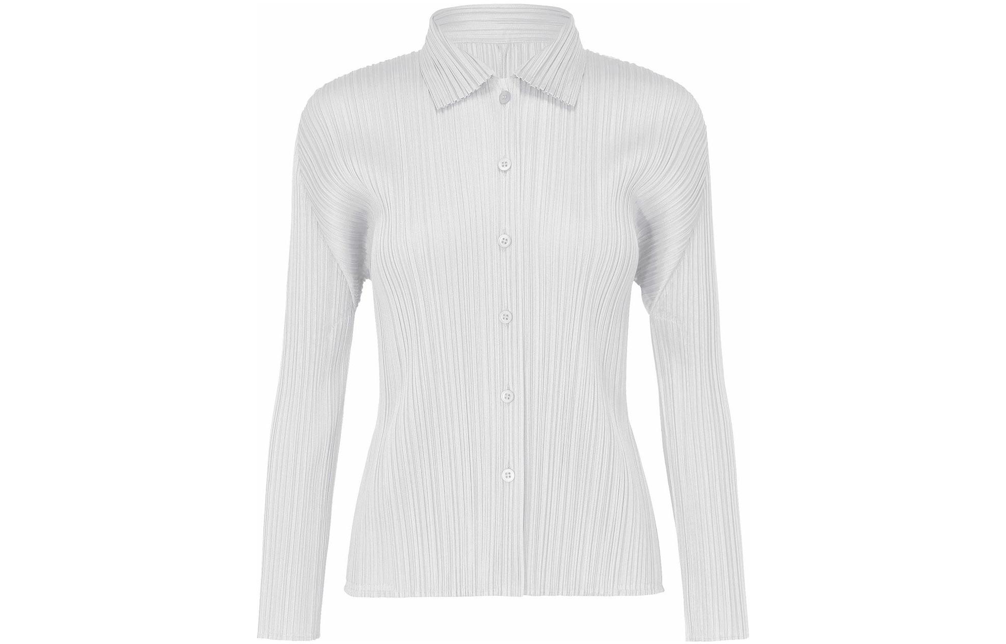 

Складчатая рубашка с длинными рукавами PLEATS PLEASE ISSEY MIYAKE, светло-серая