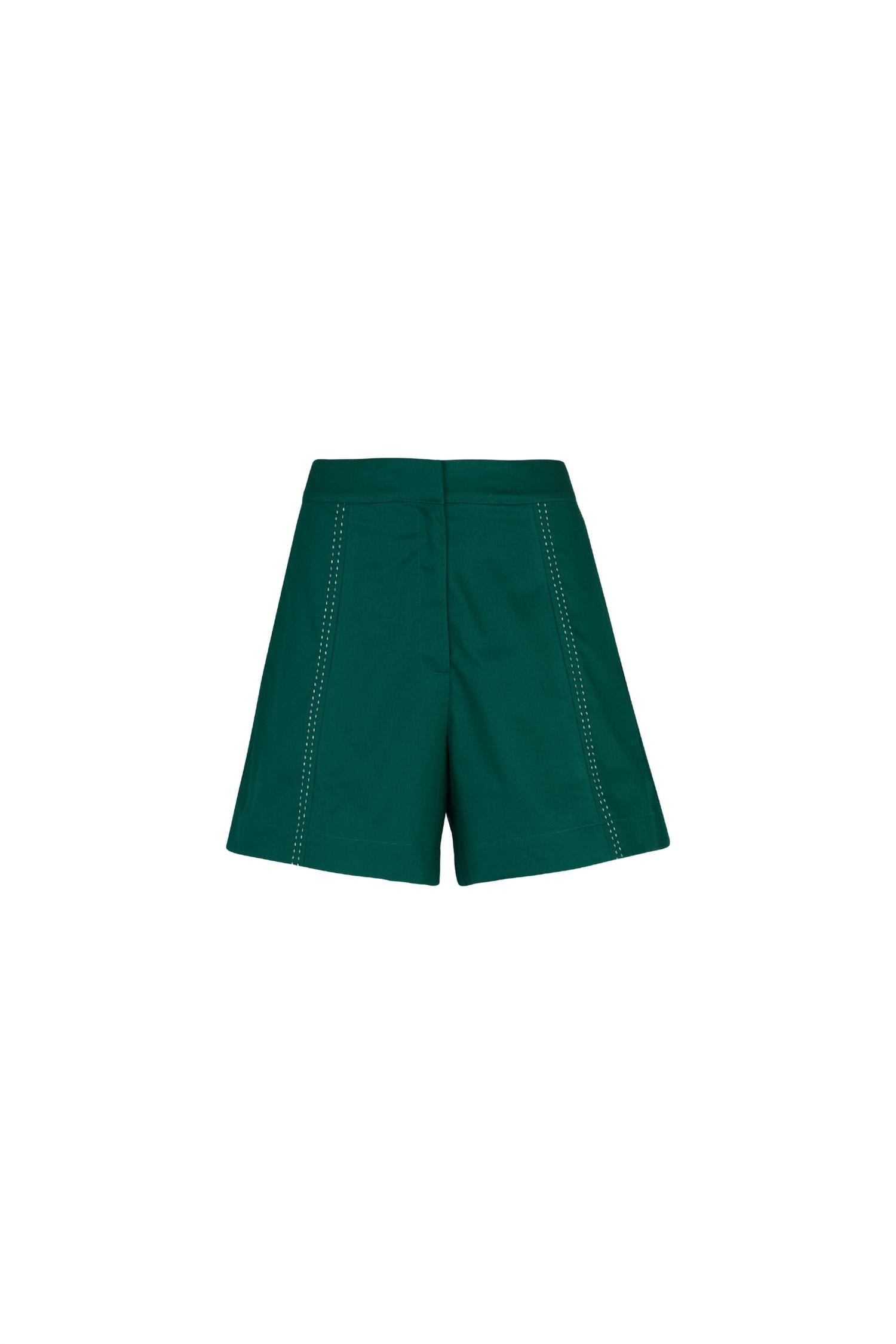 

Шорты из твила с высокой талией Silvia в цвете Forest Green De Loreta