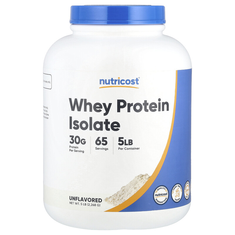 

Nutricost, Изолят сывороточного протеина, без добавок, 2268 г (5 фунтов)
