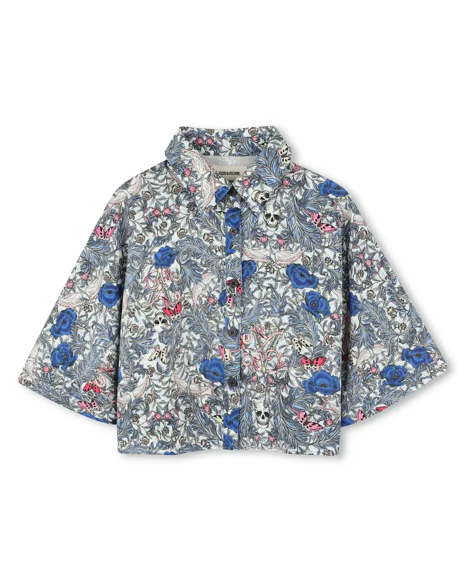 

Рубашка для девочки с коротким рукавом и принтом Zadig & Voltaire, синий