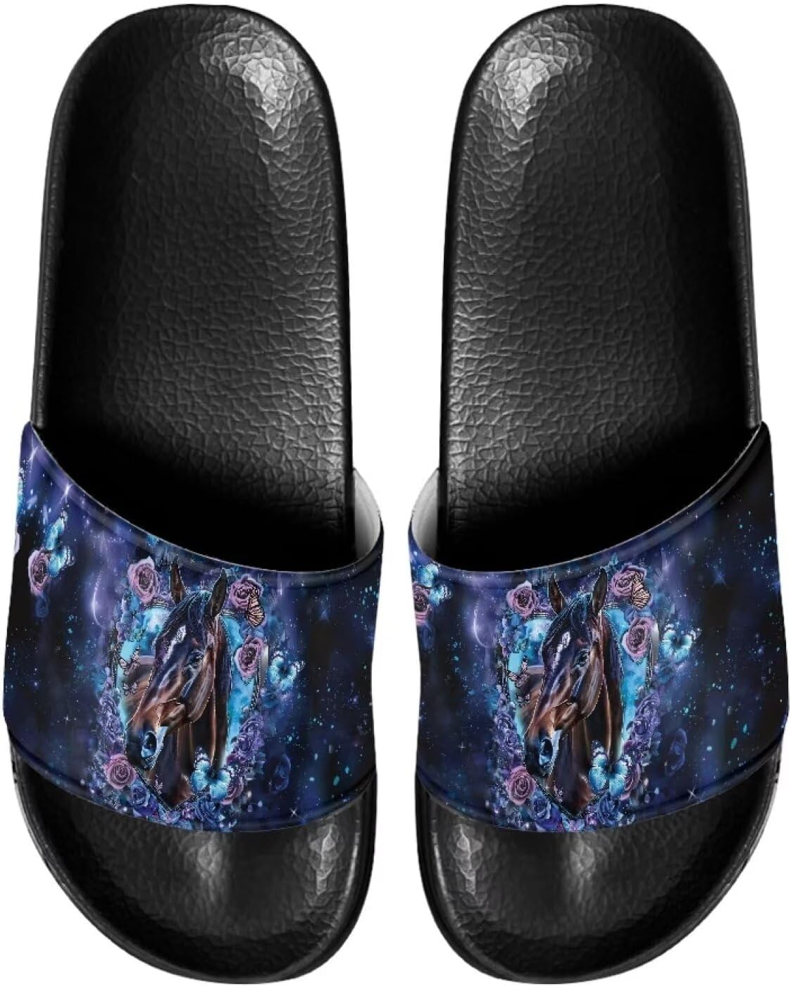 

Мужские повседневные домашние сандалии Нескользящие тапочки для ванной и душа Пляжные шлепанцы для бассейна для пар Judentidos, Heart Horse Floral