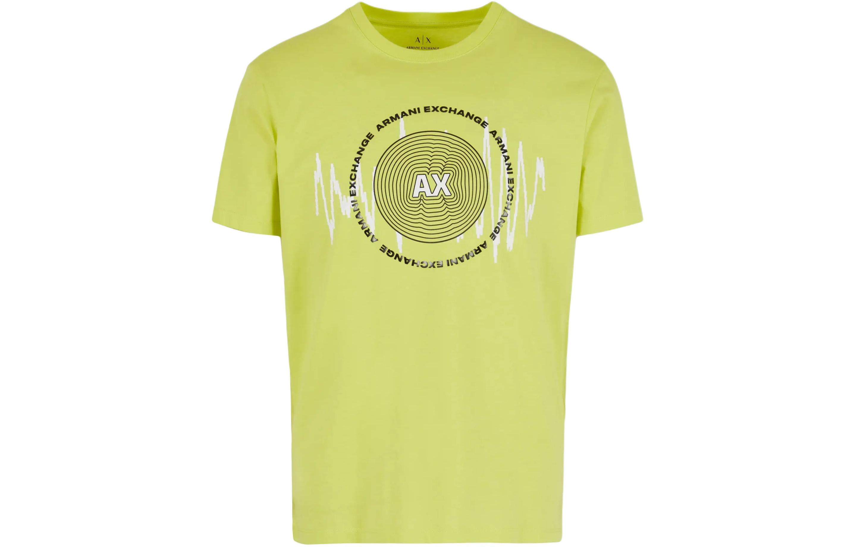

Футболка хлопковая с логотипом ARMANI EXCHANGE, лимонно-желтая