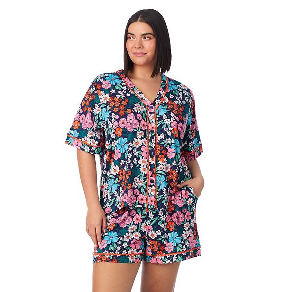 

Пижамный комплект Plus size с коротким рукавом и шортами Cuddl Duds, Navy Bouquet Floral