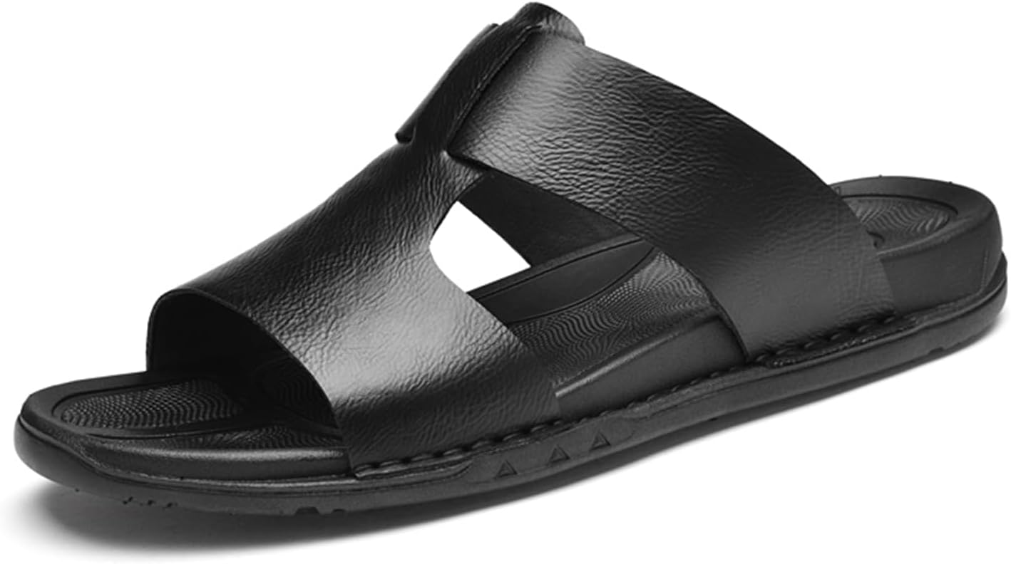 

Мужские слайд-сандалии Abborora из натуральной кожи, удобные, легкие, быстросохнущие летние тапочки для дома и улицы, черный