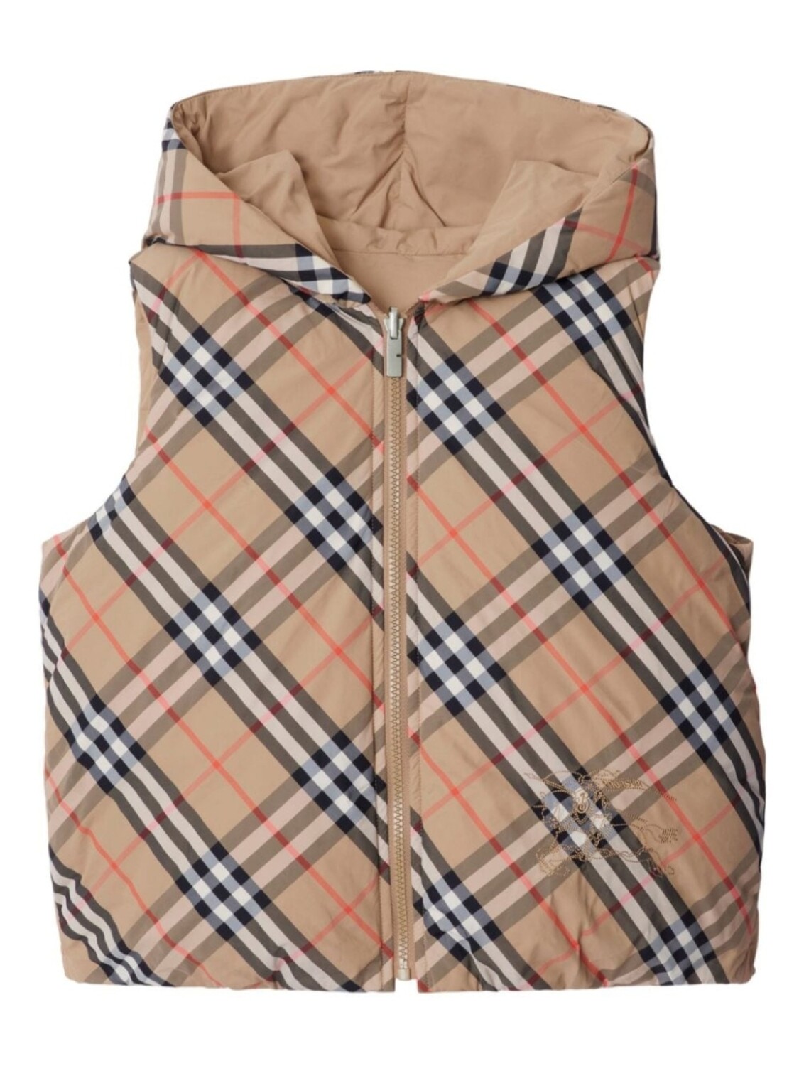 

Двусторонний жилет Burberry Kids с узором в клетку, светло-оранжевый
