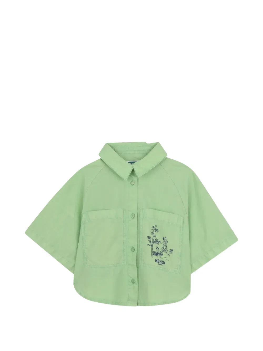 Рубашка из поплина с коротким рукавом Kenzo Kids, зеленый