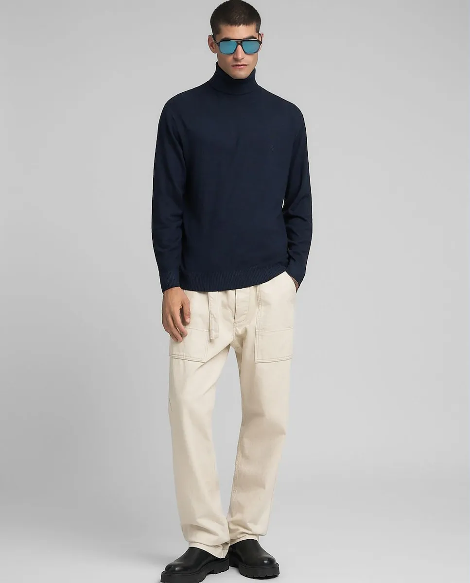 

Мужской свитер с длинными рукавами и высоким воротником Replay, темно-синий