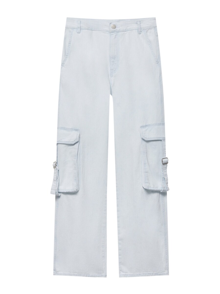 

Широкие джинсы-карго Pull&Bear, светло-синий