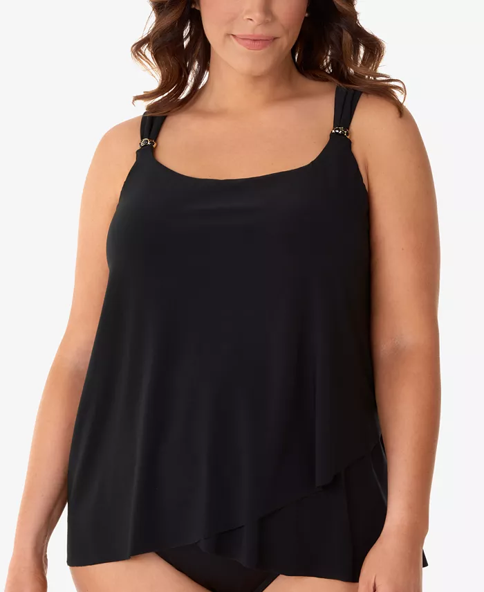 

Топ-танкини асимметричный с драпировкой Plus Size Razzle Dazzle Miraclesuit, черный