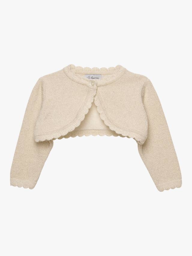 

Детский укороченный кардиган из шерстяной смеси Trotters, Gold Sparkle