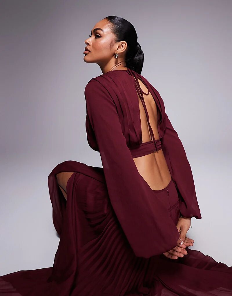 

Длинный топ ASOS DESIGN со складками на талии, темно-вишневый