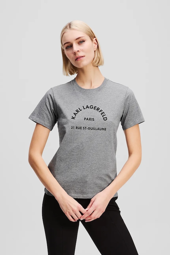 

Хлопковая футболка Karl Lagerfeld, серый
