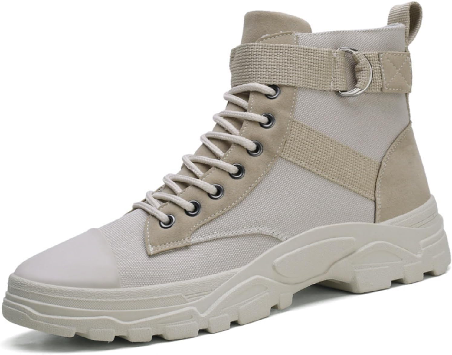 

Мужские высокие модные кроссовки, с толстой подошвой, на платформе, из хлопка, стильные повседневные кеды на шнуровке для осени и зимы Azttoztto, бежевый