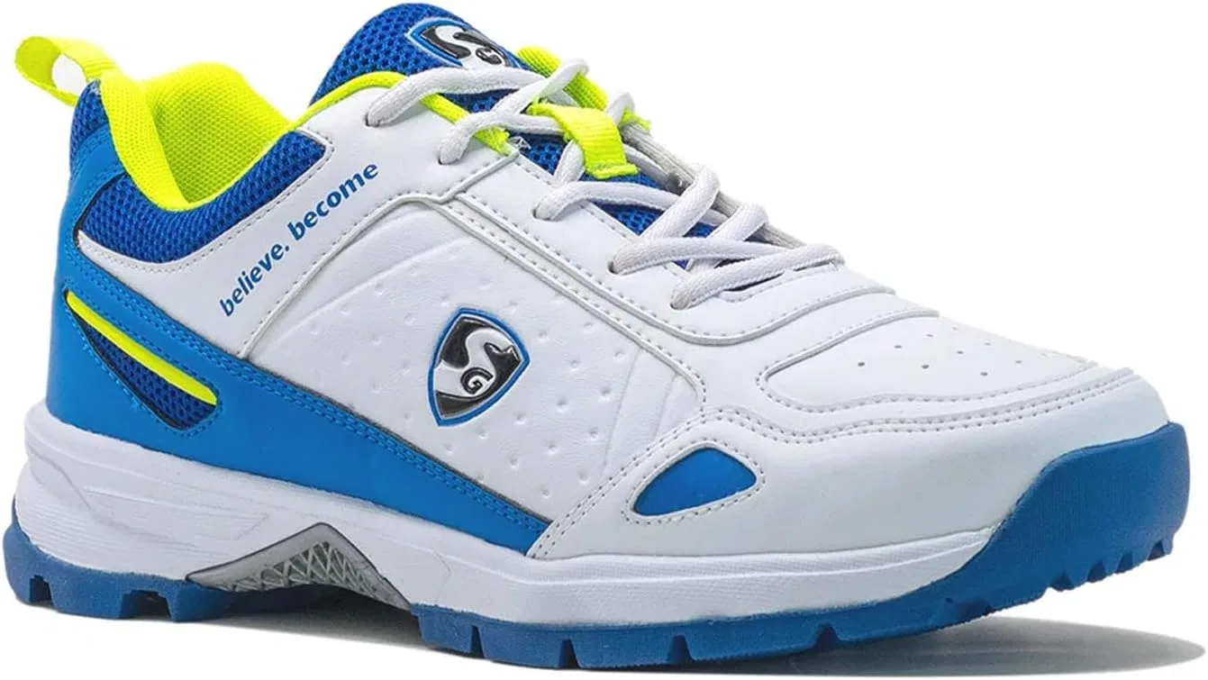 Резиновые крикетные кроссовки SG Club 6.0, White Royal Blue Lime — фото 2
