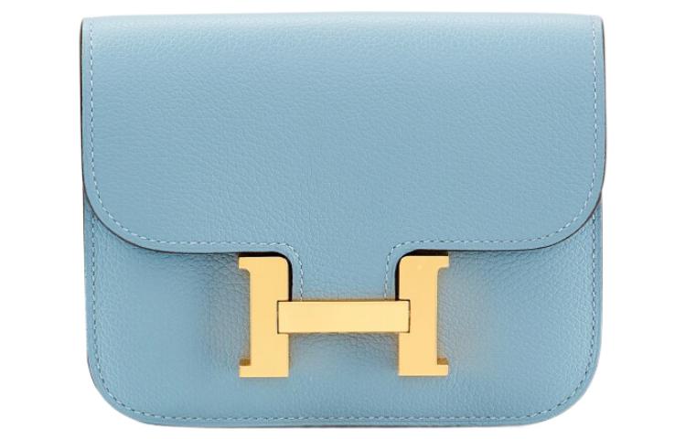 

HERMES Кошелёк Констанс Слим Эверколор из телячьей кожи Держатель для карт Поясная сумка женская J7 Блё Лин Льняной синий