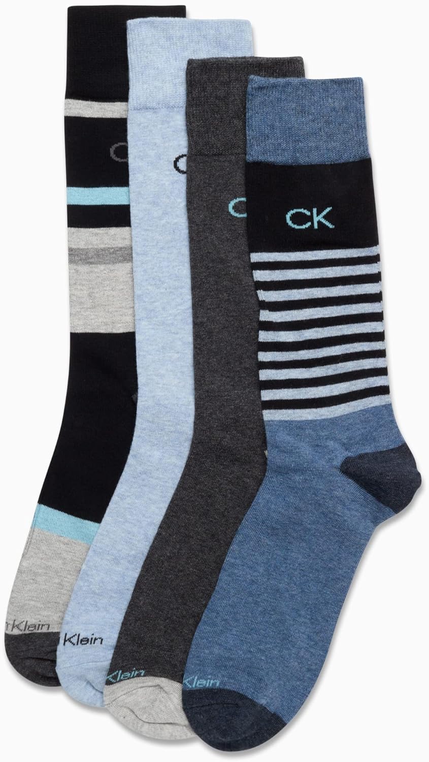 Мужские носки Calvin Klein для повседневного носка из хлопковой смеси: узоры и однотонные (4 пары), Denim Assorted — фото 4