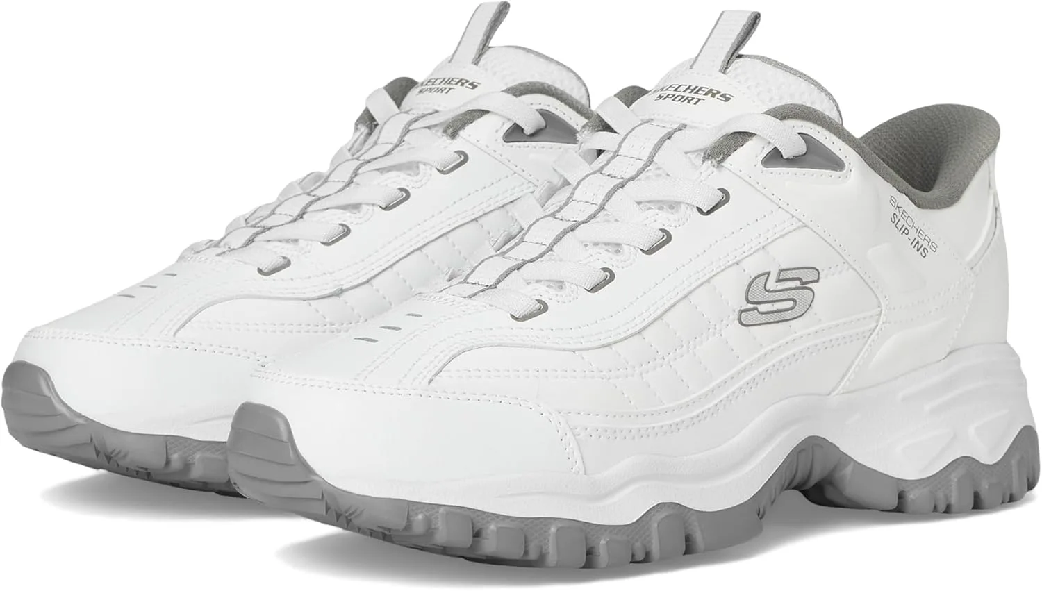 Мужские кроссовки Skechers, без шнурков: E'Lite Afterburn - прогулочная обувь Grill Corporal, белый/серый