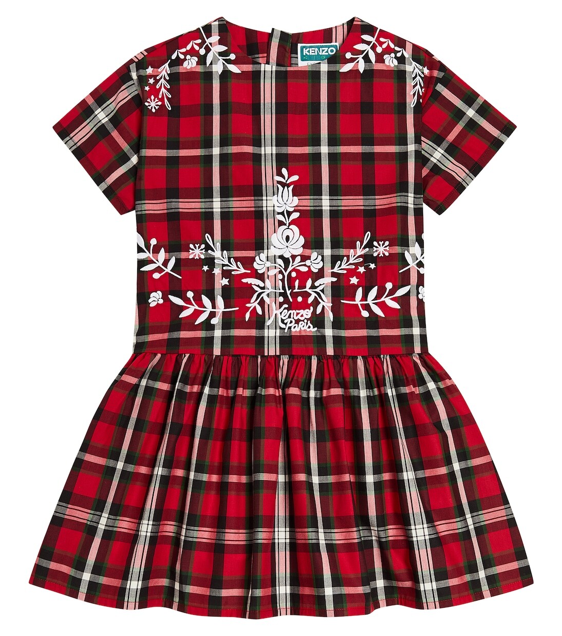 

Платье из хлопка в клетку Kenzo Kids, красный