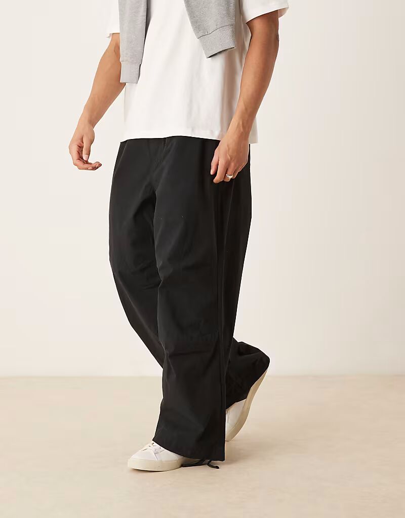 

Парашютные брюки ASOS DESIGN из поплина черного цвета