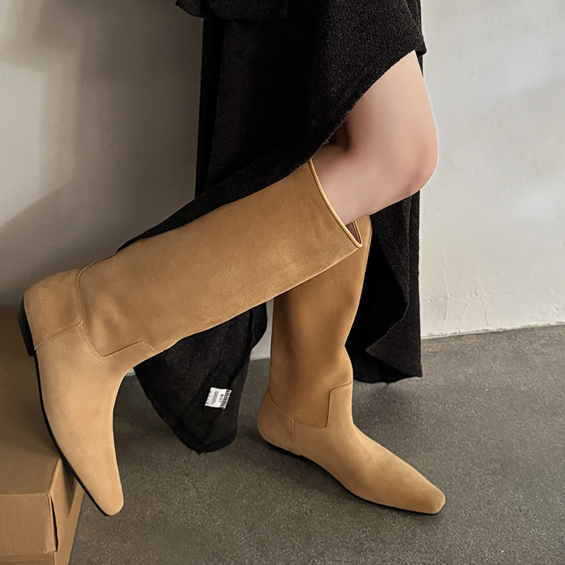 Yeezyy Reezy Женские высокие сапоги до колена 2 см абрикос, цвет Apricot — фото 3