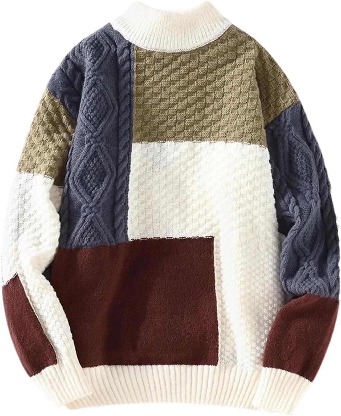 

Винтажный свитер Loose Fit Patchwork Knit Pullover ZouoYYii