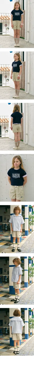 Детские классические нейлоновые шорты с логотипом Enfant, айвори, от Marithé Kids — фото 3