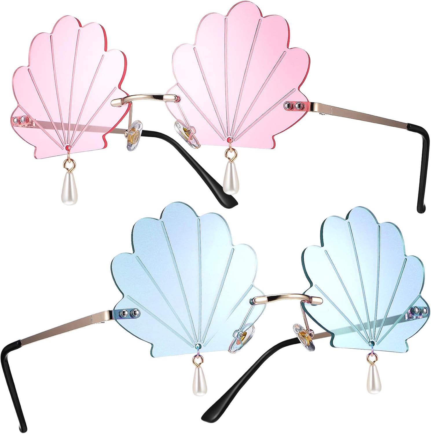 

Солнцезащитные очки BESPORTBLE в форме ракушки, 2 шт., без оправы, в форме ракушки, для взрослых, летняя пляжная тематическая вечеринка, реквизит для фотобудки, для женщин и мужчин, As Shown