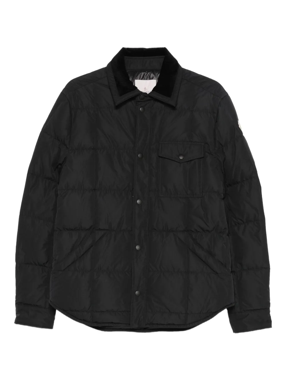 Стеганая куртка с ворсом и вельветовым воротником Moncler, черный