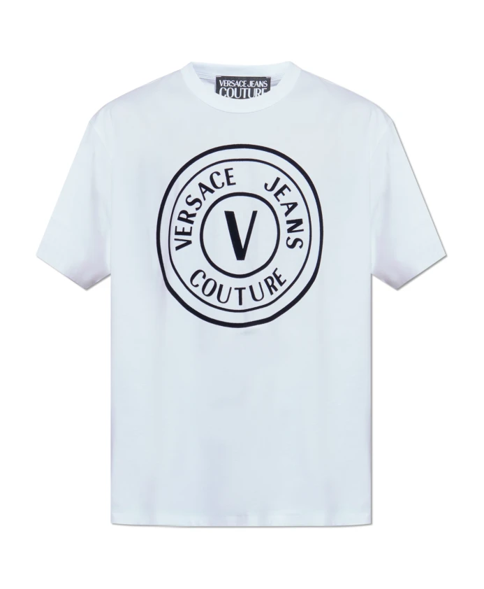 

Футболка с принтом, имитирующим бархатистую поверхность. Versace Jeans Couture, белый