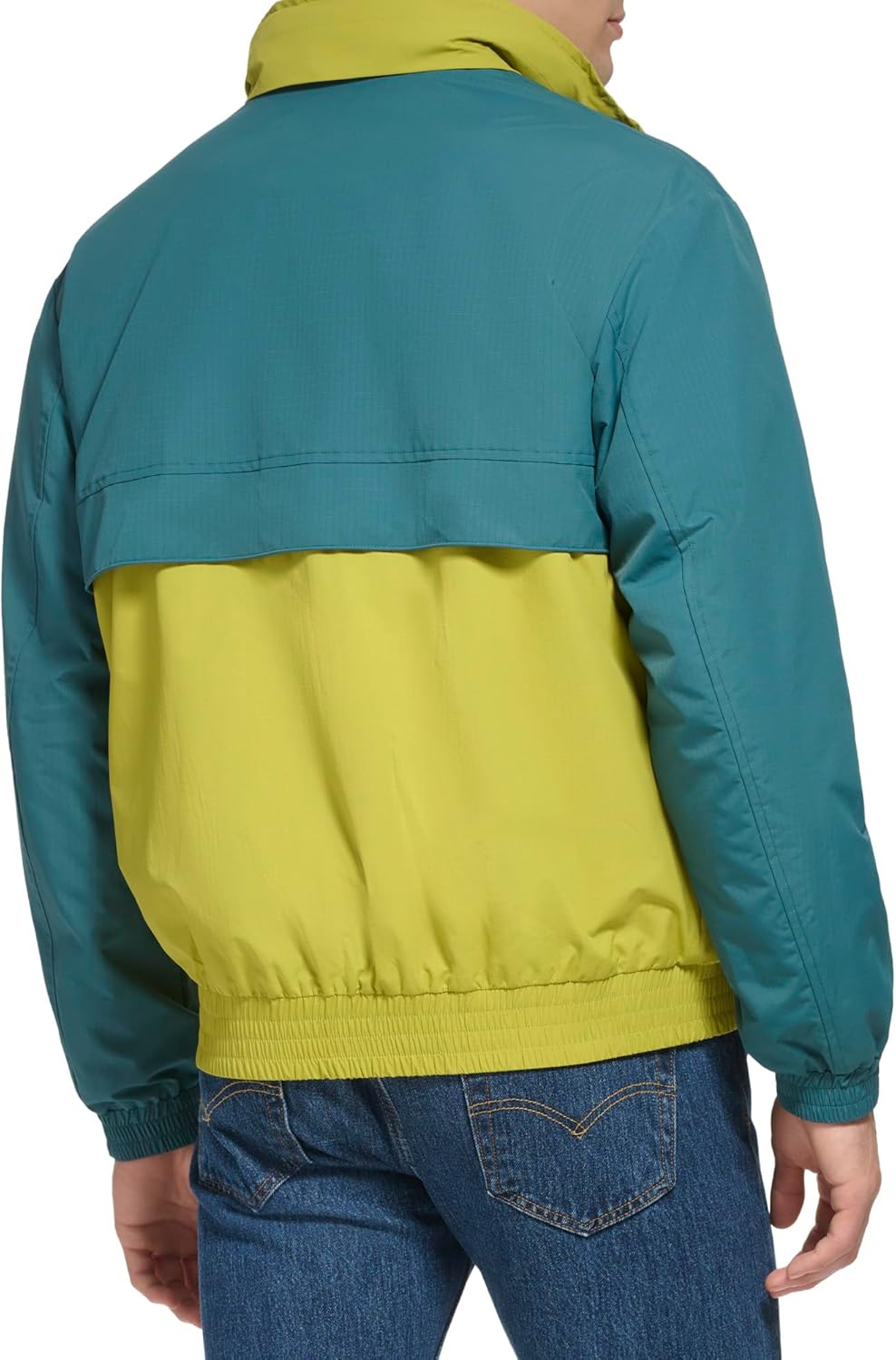 Levi's Mens Levi's Мужская ветровка из нейлона с застежкой-молнией спереди в стиле ретро, Green/Blue — фото 4