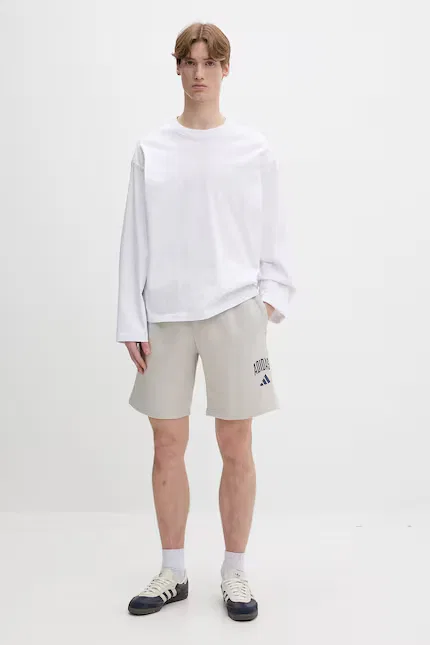 Шорты хлопковые Collegiate Adidas, бежевый — фото 2