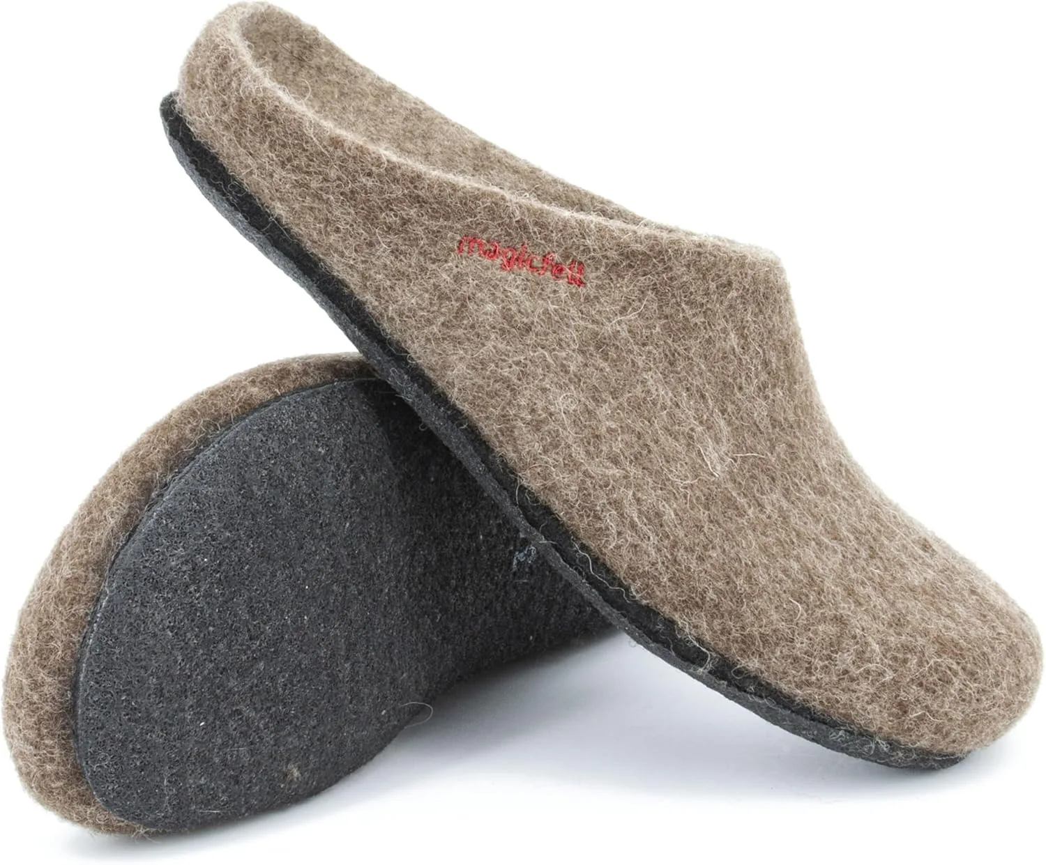Тапочки MagicFelt AN 709 из чистой натуральной шерсти для мужчин и женщин - нескользящие и анатомической формы, коричневый