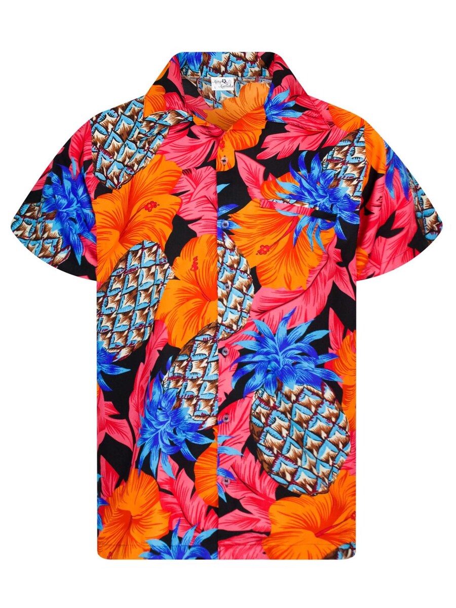 

Рубашка King Kameha Pineapple Hibiscus Black Line, красный