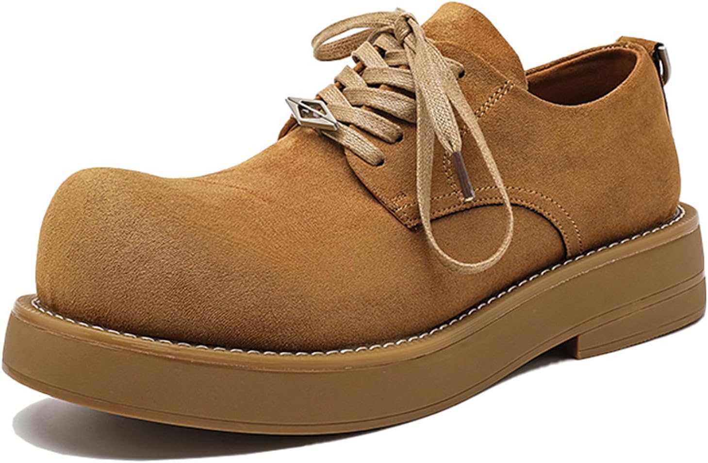 

Туфли-оксфорды Big Toe для мужчин с замшевой платформой, массивным каблуком, широкой носочной частью, классические зимние туфли на шнуровке для комфорта, деловые формальные дерби для работы и вечеринок Melgonmg, абрикосовый